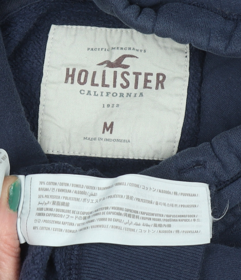Hollister Men’s Blue Pullover Hoodie M Regular Fit Fleece Sweatshirt