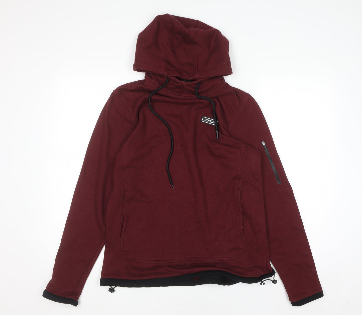 Diners Men’s Red Pullover Hoodie M Regular Fit High Neck Warm