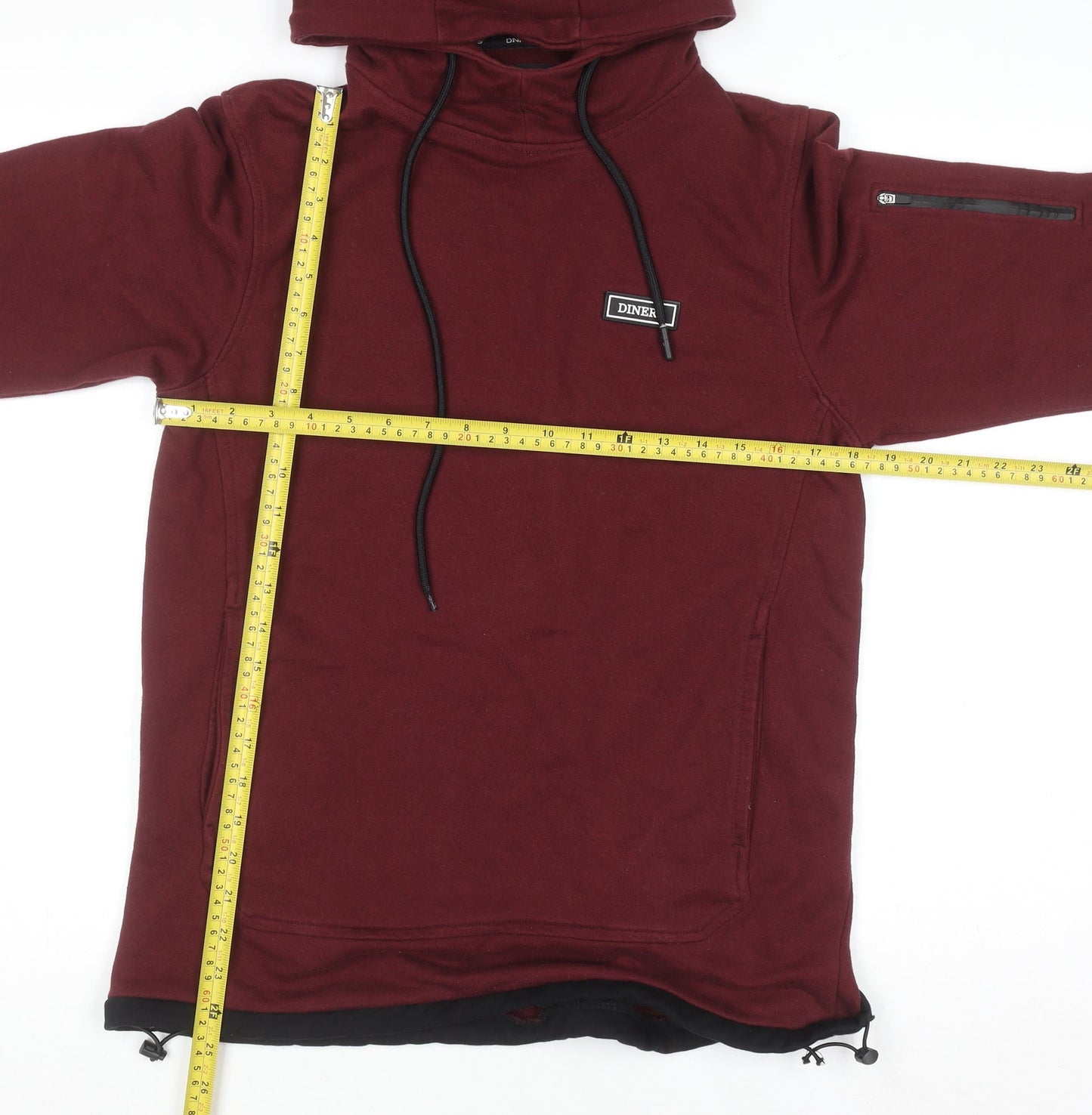 Diners Men’s Red Pullover Hoodie M Regular Fit High Neck Warm