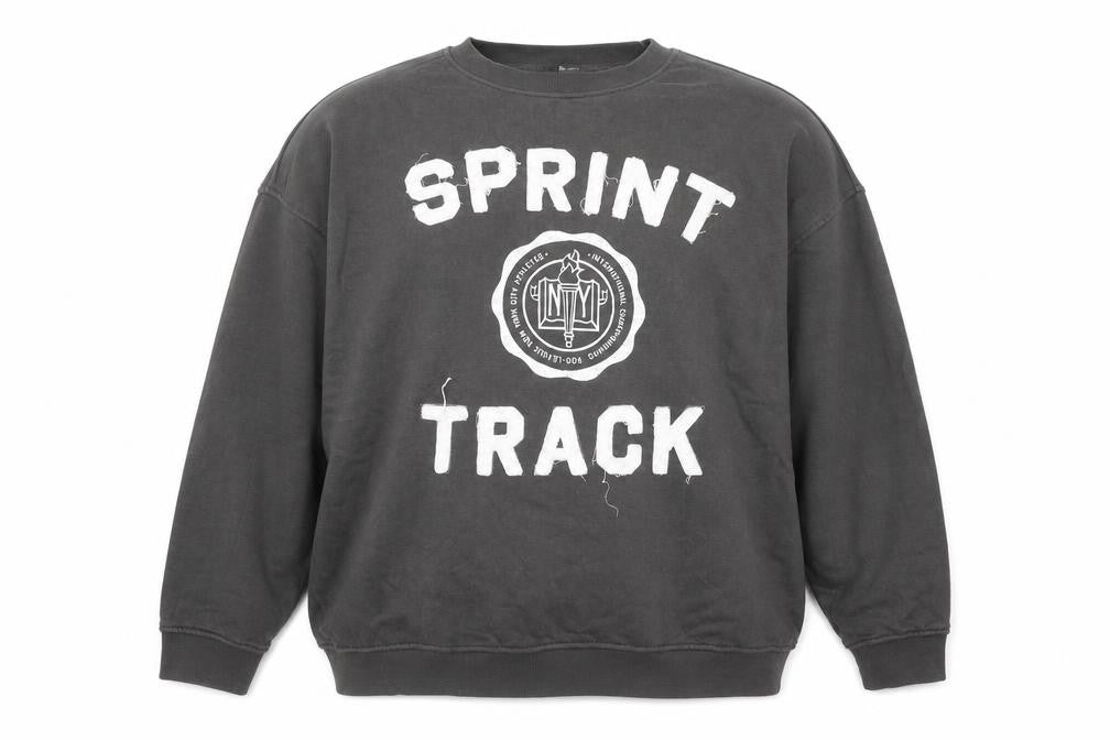 H&M Men’s Grey Track Print Pullover Sweatshirt Size L