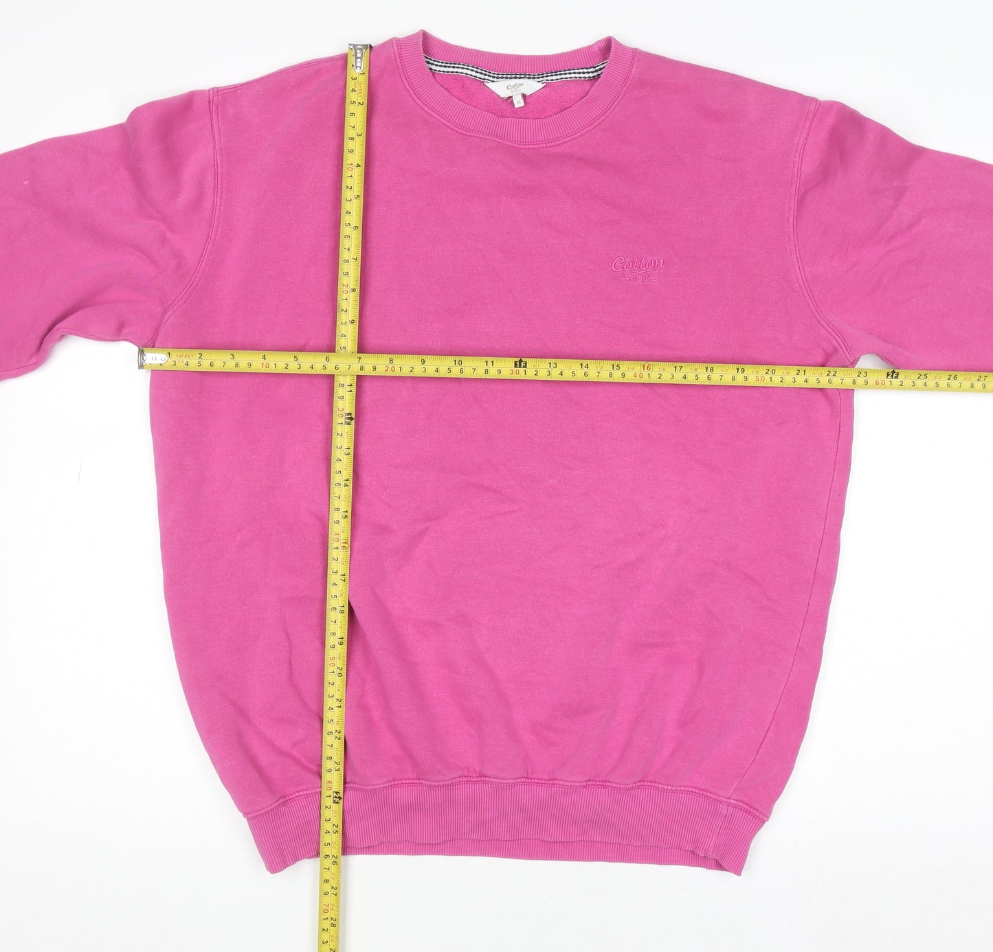 Cotton Traders Women Bright Pink Sweatshirt M Crew Neck Pullover