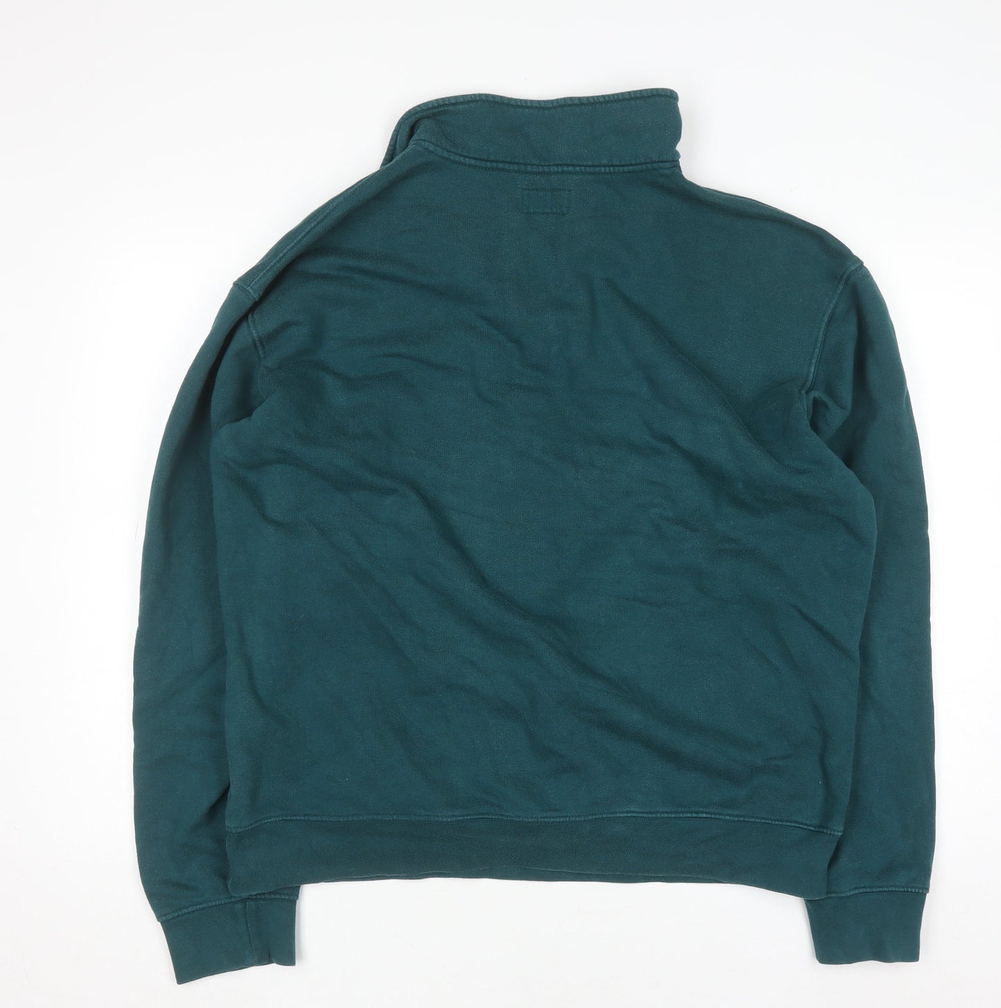 Obey Men's Green & Yellow 1/4 Zip Sweatshirt L Cotton Blend Pullover
