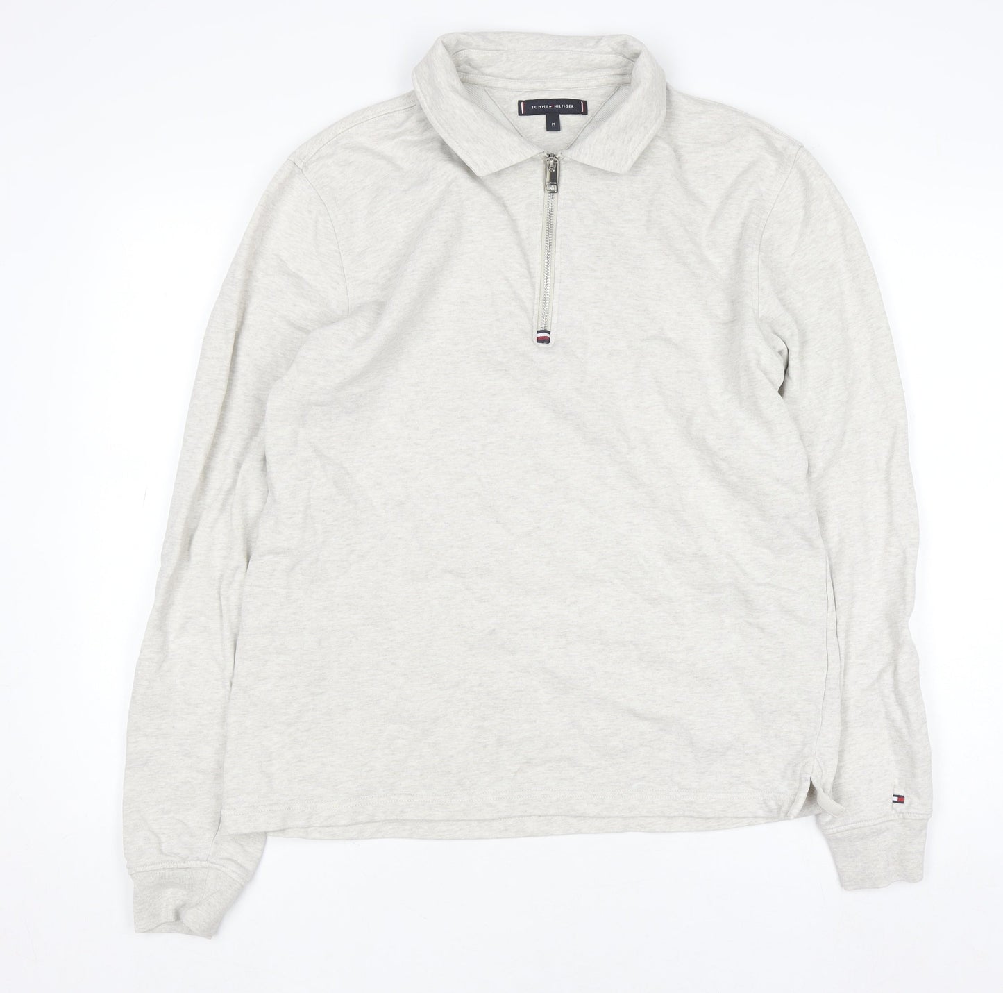 Tommy Hilfiger Men's Beige 1/2 Zip Collared Sweatshirt Size M