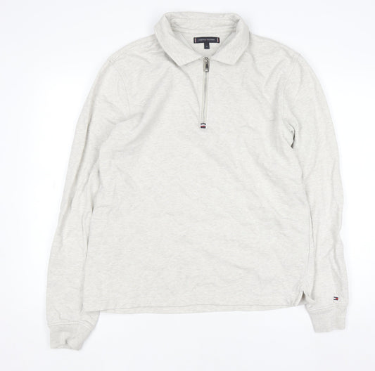 Tommy Hilfiger Men's Beige 1/2 Zip Collared Sweatshirt Size M