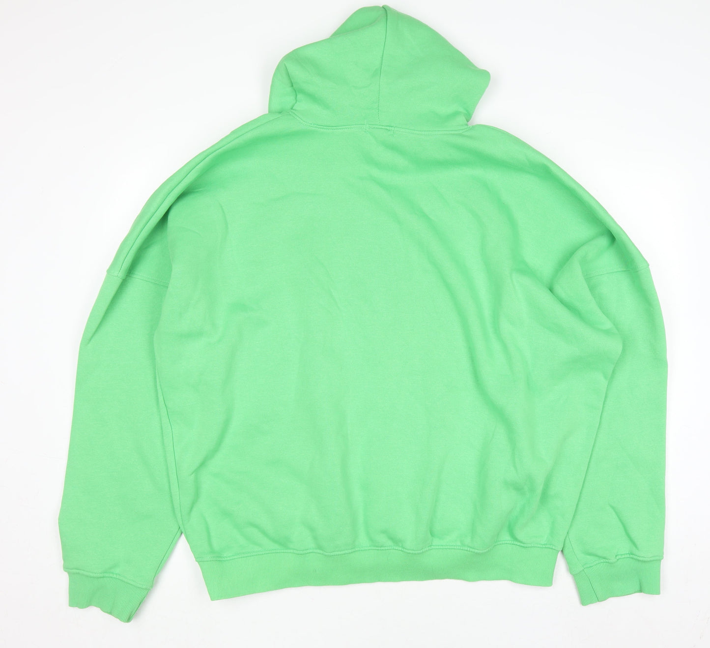 PrettyLittleThing Unisex Green Pullover Hoodie L Relaxed Fit Embroidered