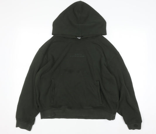MSCH Copenhagen Women Green M/L Pullover Hoodie Cotton Blend