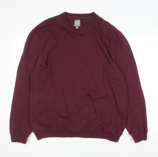 GAP Men’s Burgundy Pullover Sweatshirt M Cotton Blend Fleece Crew Neck