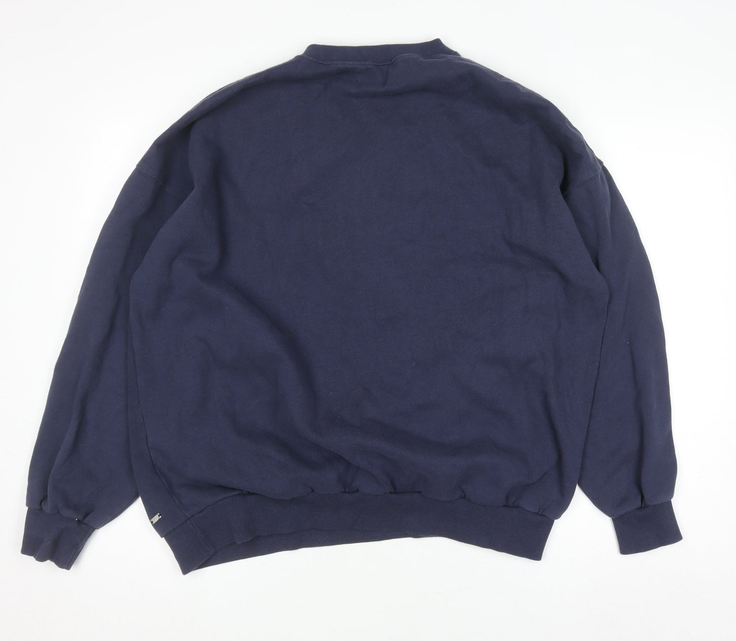 Pull&Bear Men's Blue Boston Graphic Pullover Sweatshirt XL