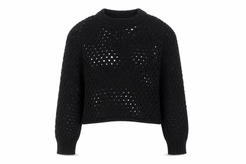 Front view of ASOS Women's Black Open Knit Cropped Jumper, size 8
