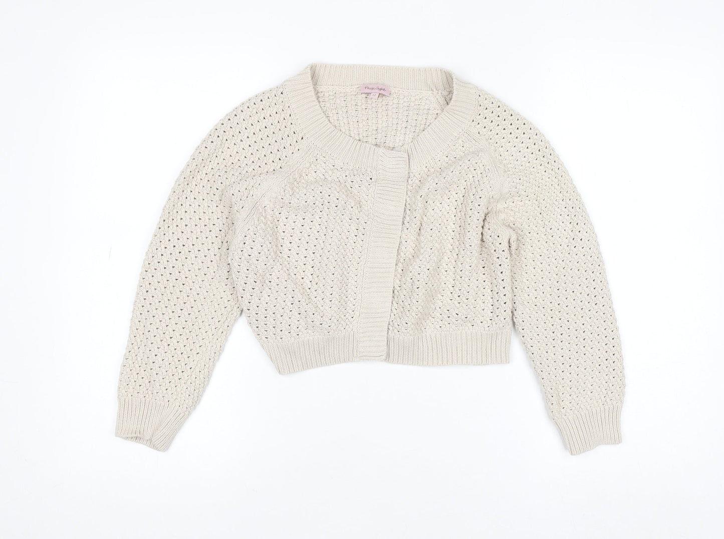 Phase Eight Women’s Beige Open-Knit Cotton Cardigan Size 12