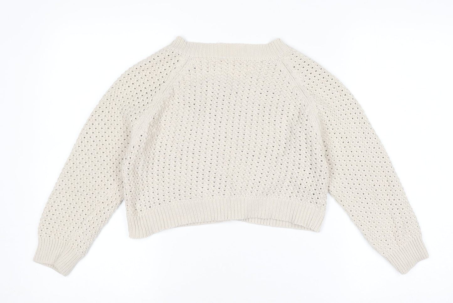 Phase Eight Women’s Beige Open-Knit Cotton Cardigan Size 12