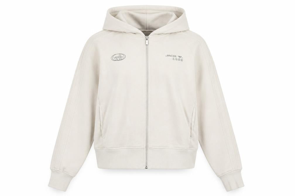 Jack Wills Women's Beige Full Zip Hoodie UK 10 Cotton Casual