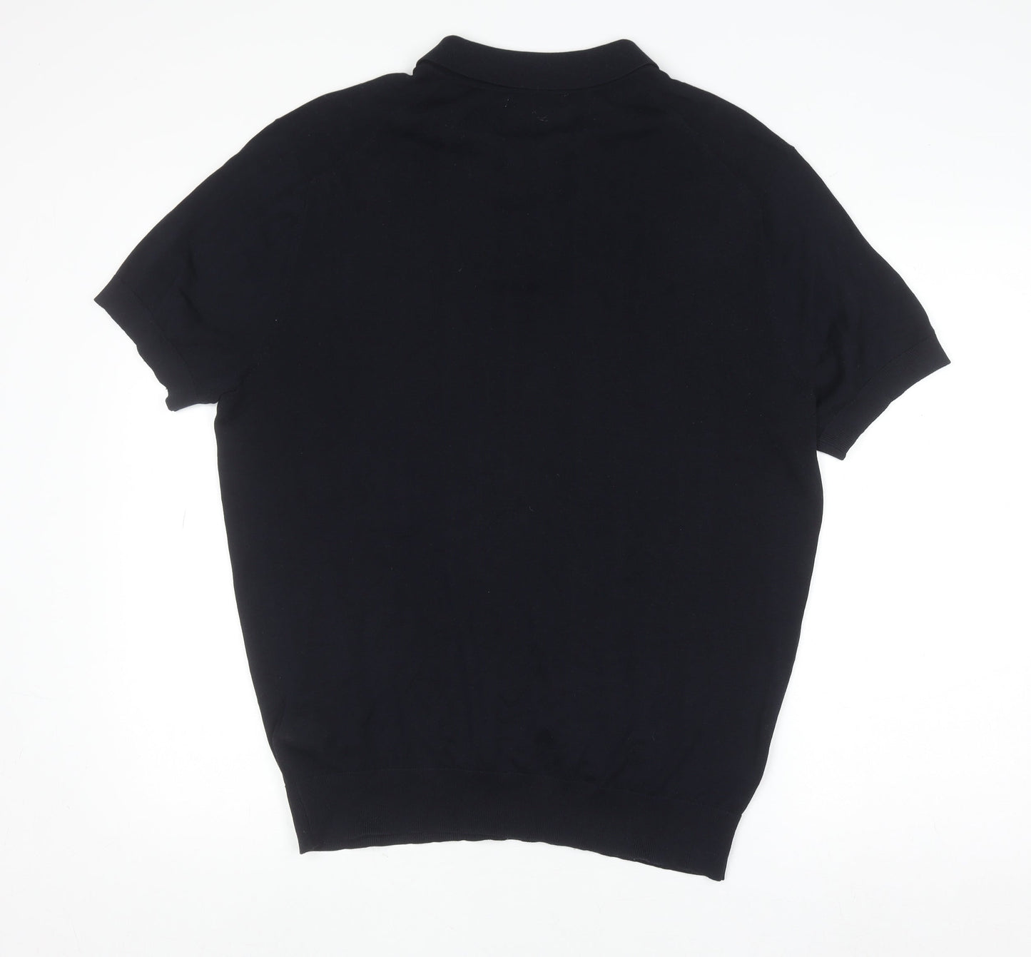 Zara Men’s Black XL Cotton Knit Polo Shirt Short Sleeve Casual