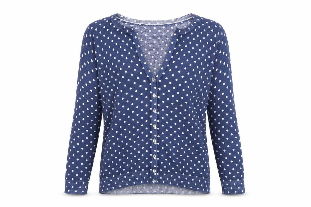 Banana Republic Women's Blue Polka Dot Cotton Cardigan Size S