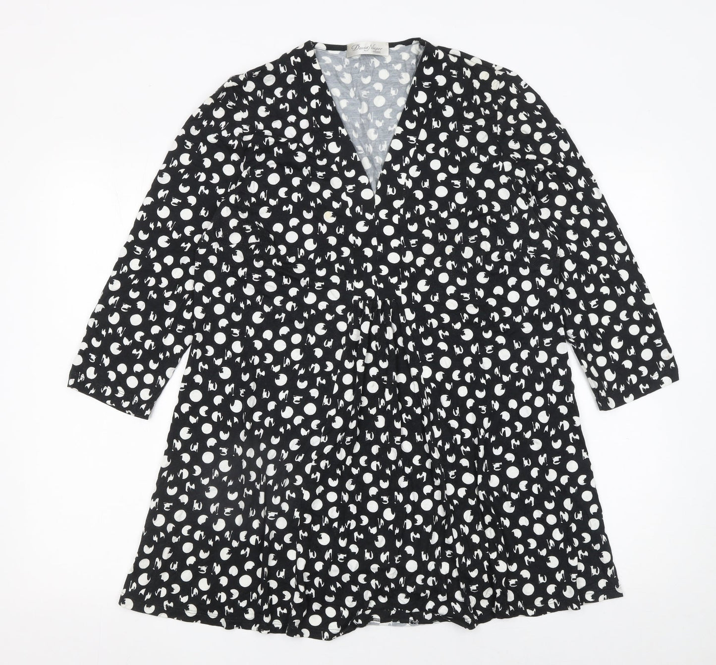 David Nieper Women’s Black Polka Dot Wrap Dress Size 16 Viscose Elastane