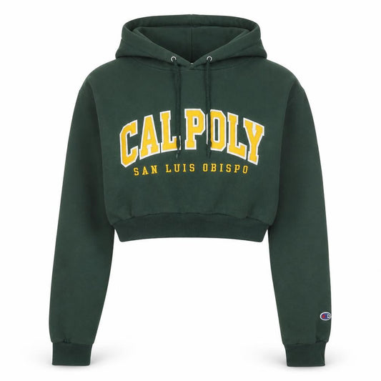Champion Women’s Green Cal Poly Cropped Hoodie Size S