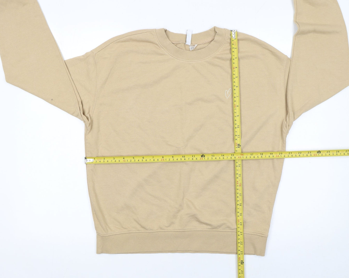 H&M Divided Women Beige Crew Neck Pullover Sweatshirt Medium