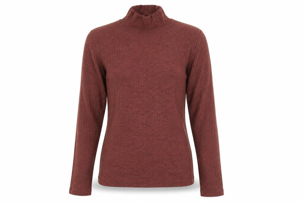 River Island Womens Brown Mock Neck Slim Knit Jumper Size 8