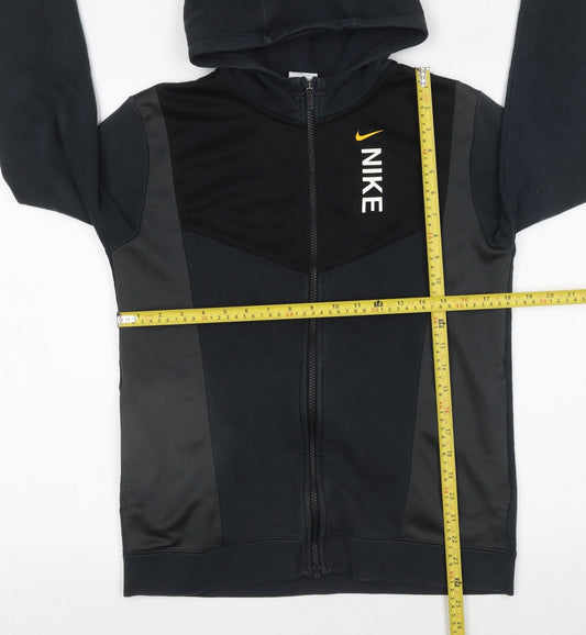 Nike Boys Black XL Full Zip Hoodie Colourblock Sports Jacket