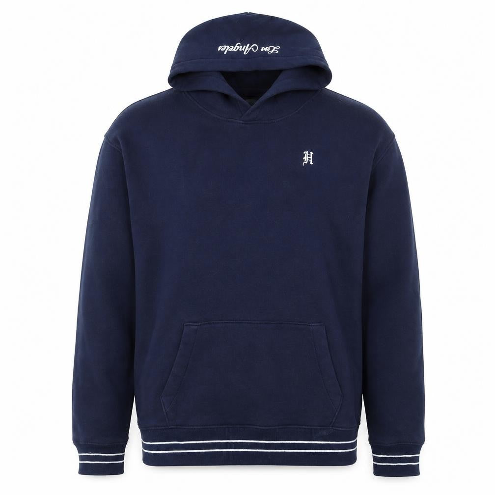 Hollister Men's Blue Pullover Hoodie L Fleece Logo Sweatshirt