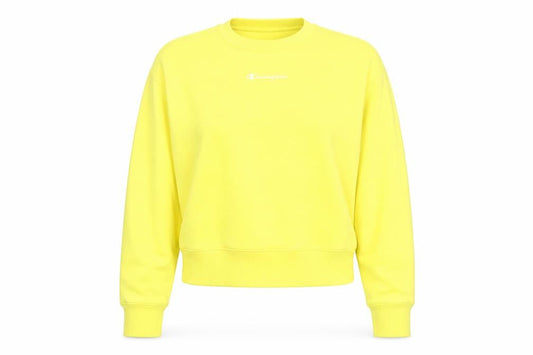 Champion Women Yellow Crew Neck Pullover Sweatshirt Size L Cotton Blend