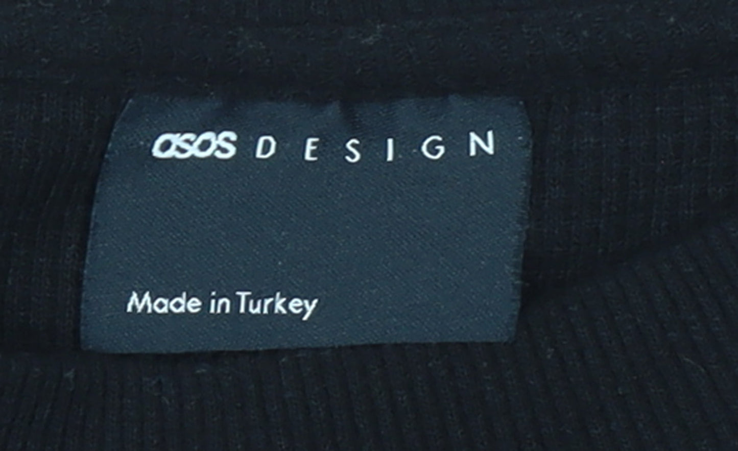 ASOS DESIGN Women's Black Crew Neck Long Sleeve Pullover Jumper Size M