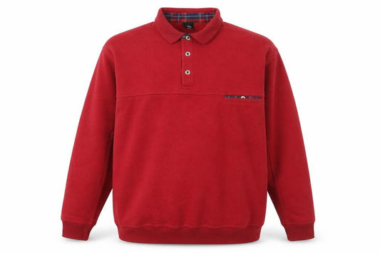 C&A Men's Red XL Long Sleeve Collared Polo Sweatshirt
