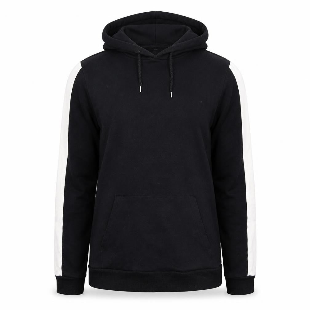 Front view of ASOS women’s black & white pullover hoodie cotton blend, size M