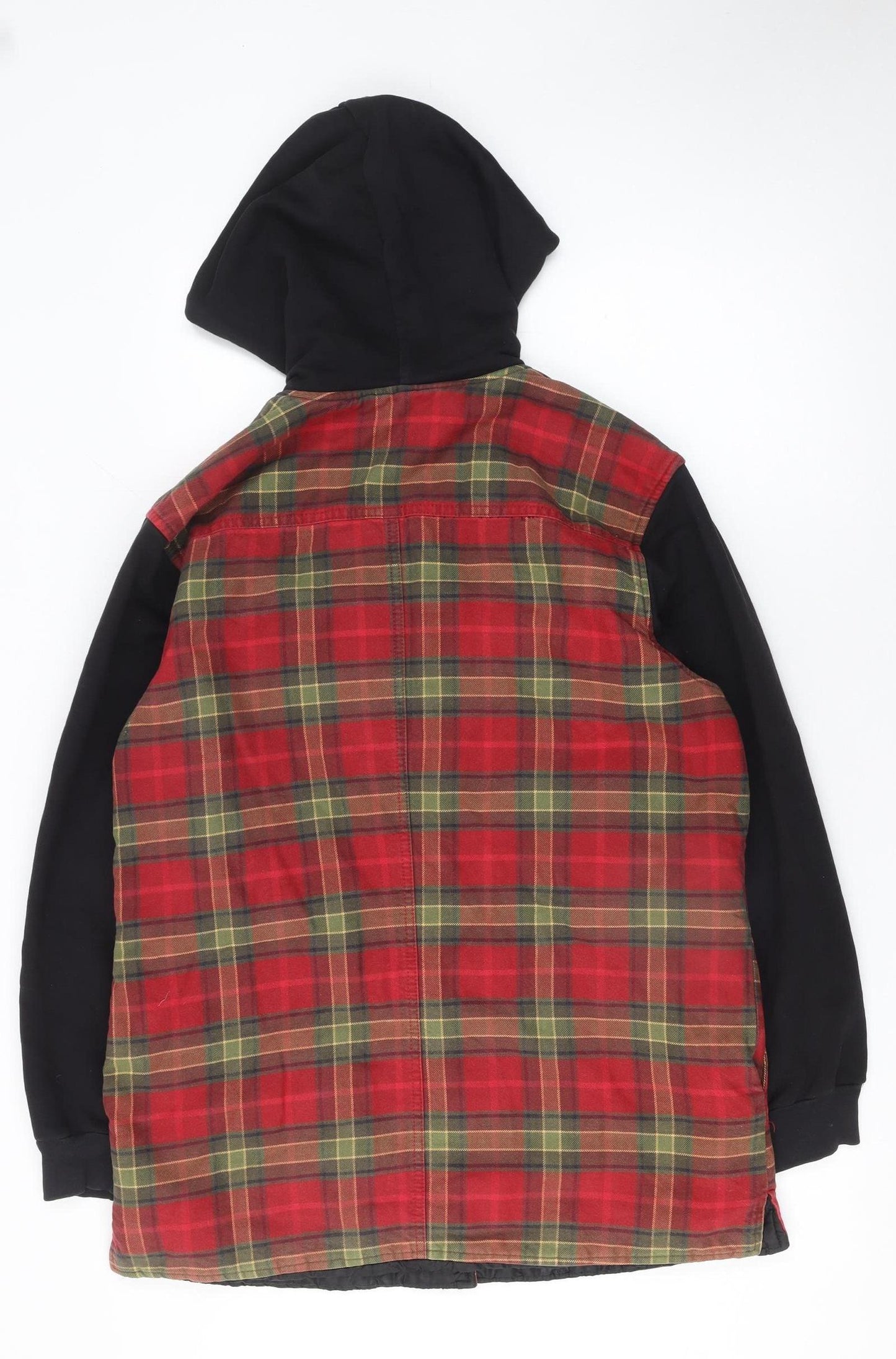Topshop Women's Red Check Hooded Flannel Jacket Size 8