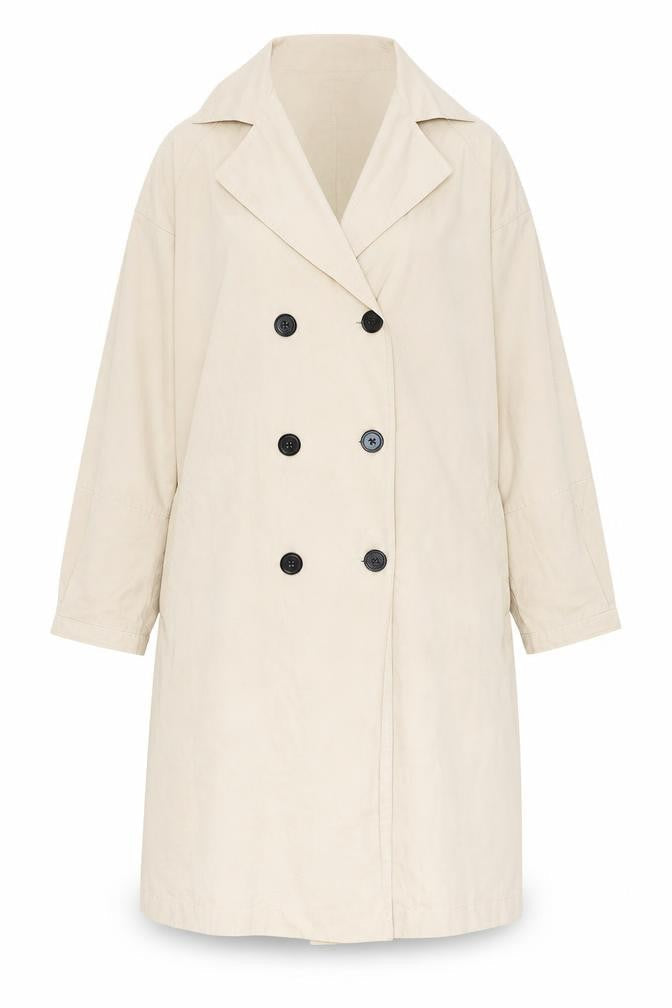 VILA Womens Beige Trench Coat Size 8 Long Double Breasted
