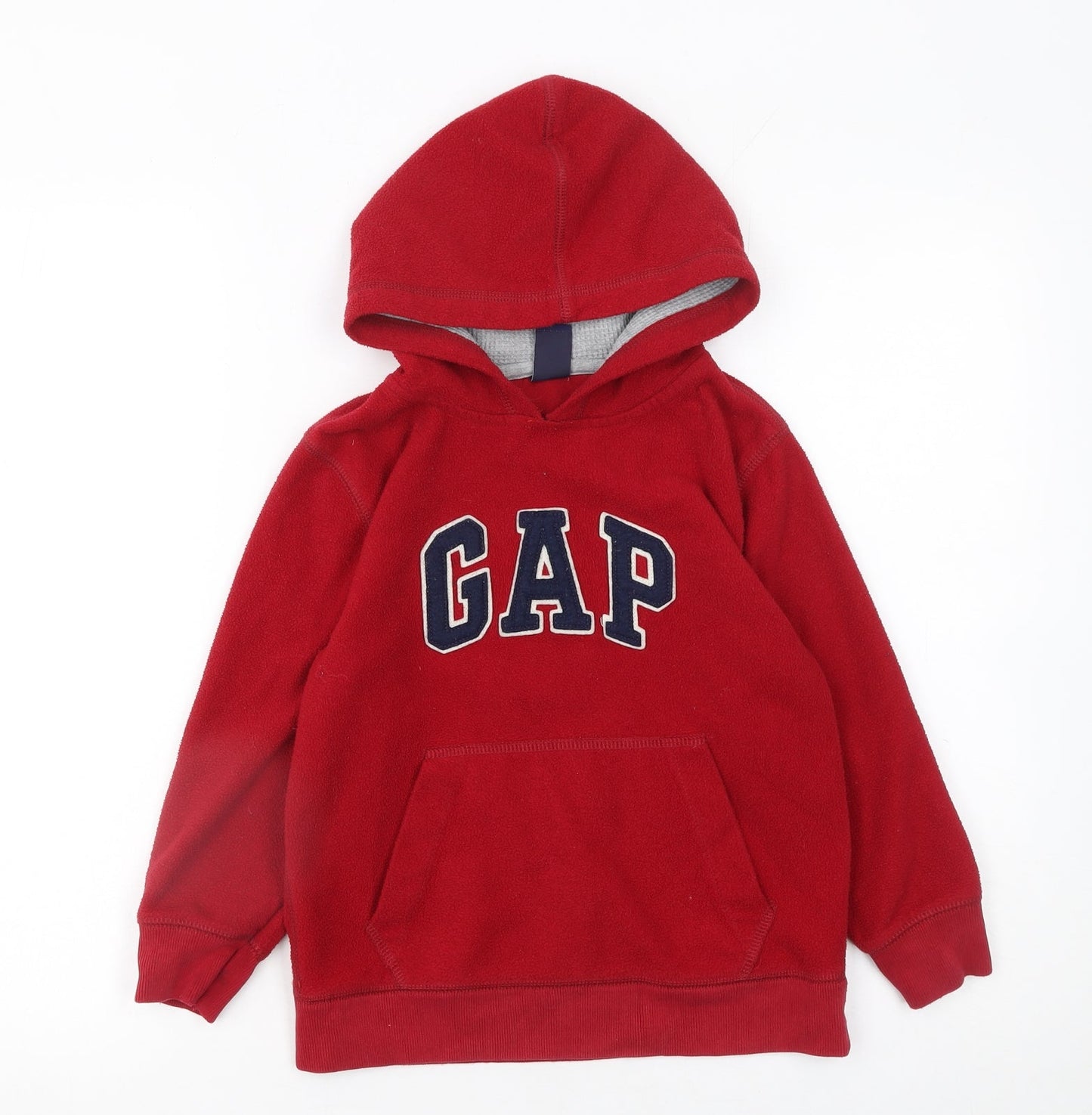 GAP Boys Red Fleece Pullover Hoodie 6-7 Years with Logo Front