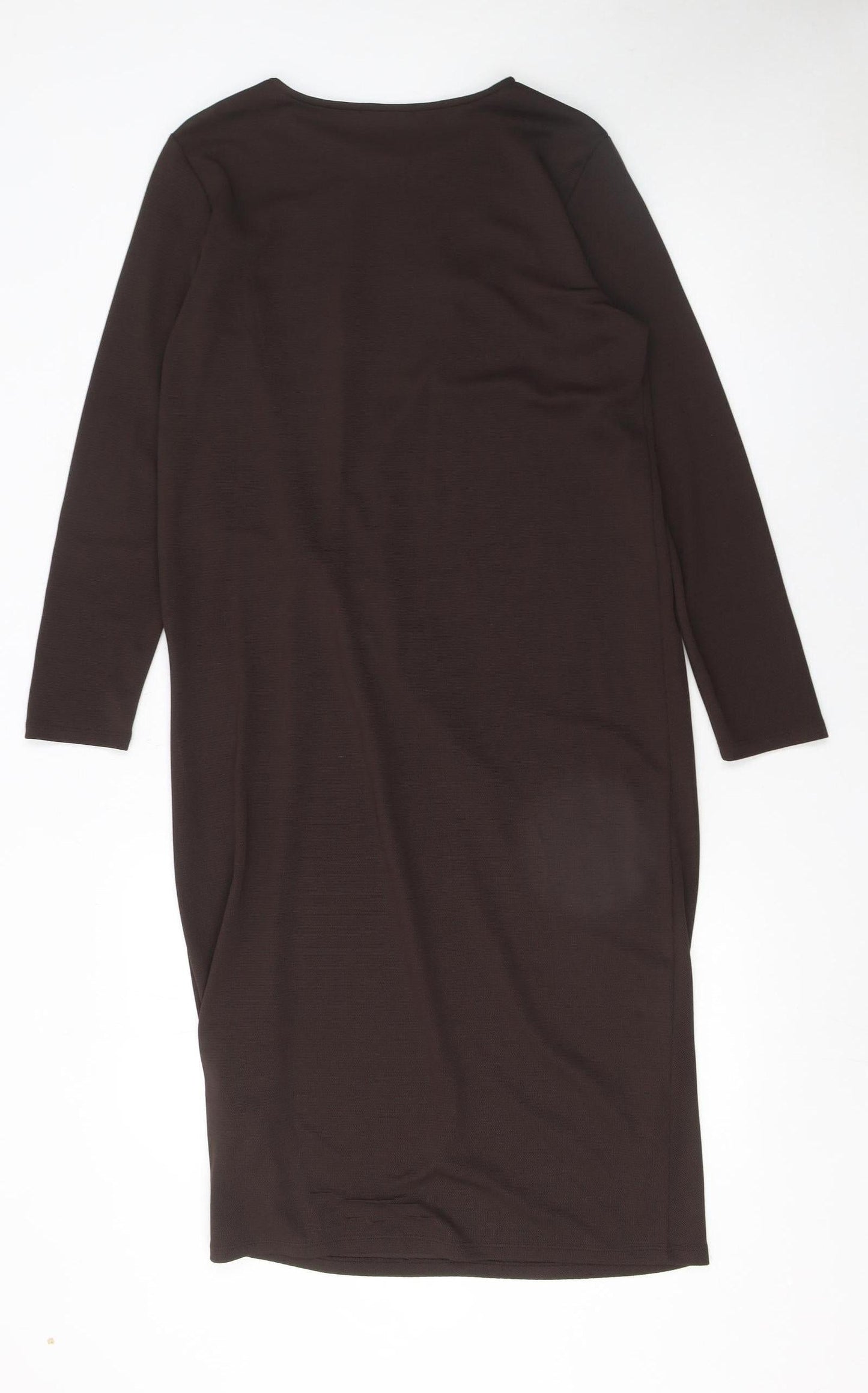 Zara Women Brown Size 12 Sheath Knee Length Long Sleeve Dress