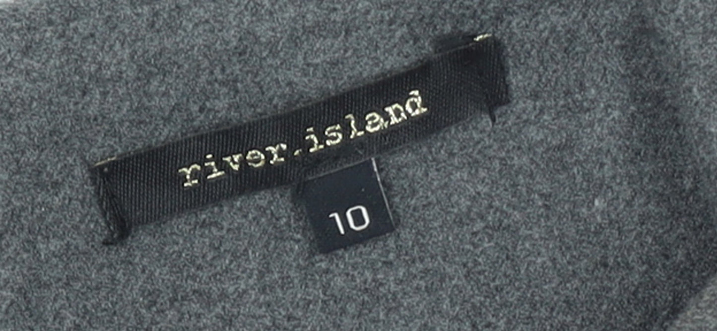 River Island Women Grey Size 10 Fit & Flare Bow Short Sleeve Work Dress