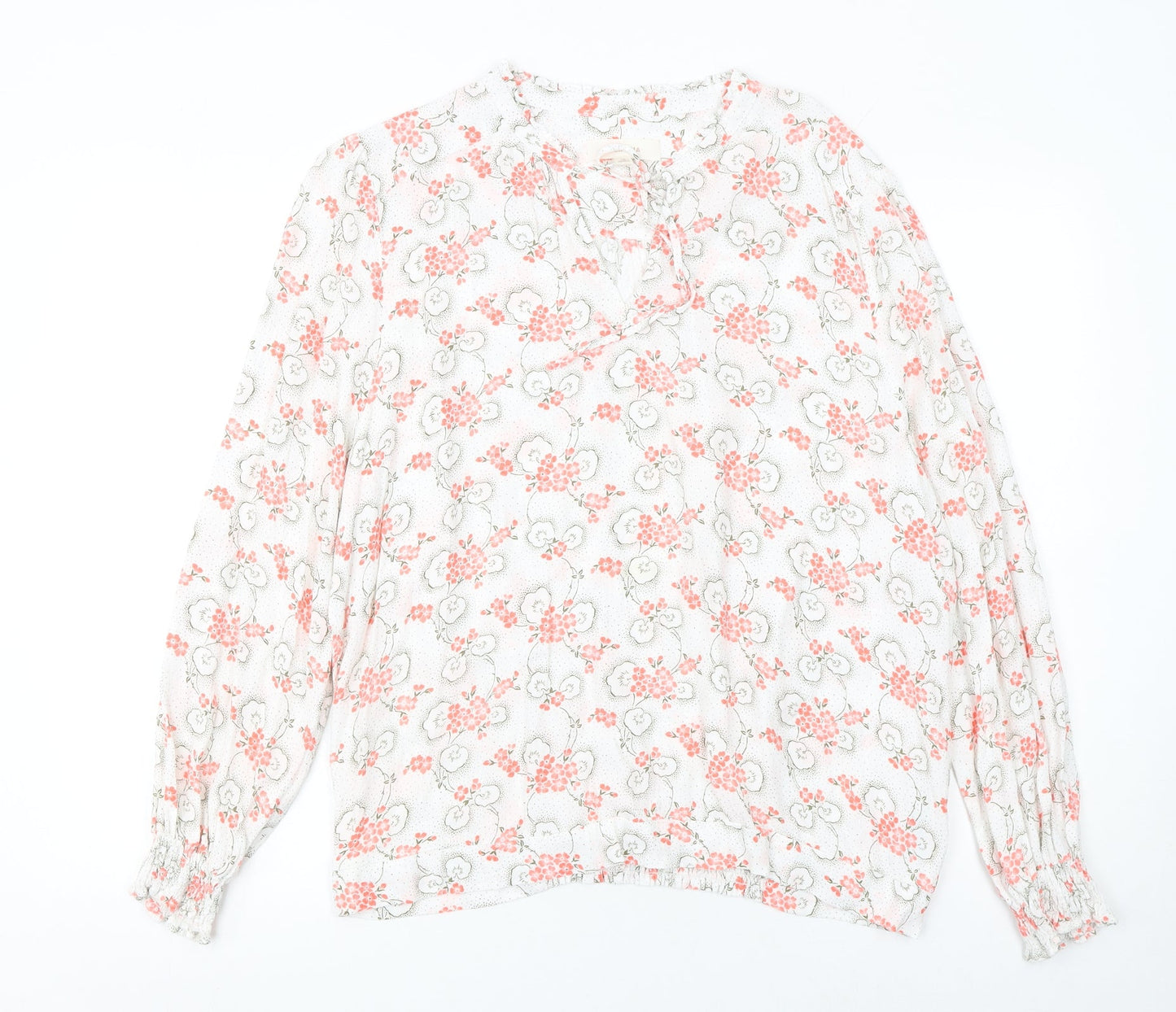 Marks and Spencer Women’s White Floral Viscose Long Sleeve Tunic Blouse Size 18
