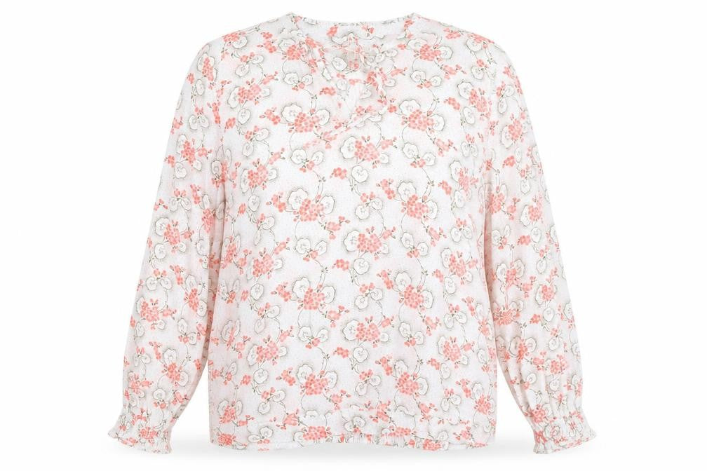 Marks and Spencer Women’s White Floral Viscose Long Sleeve Tunic Blouse Size 18