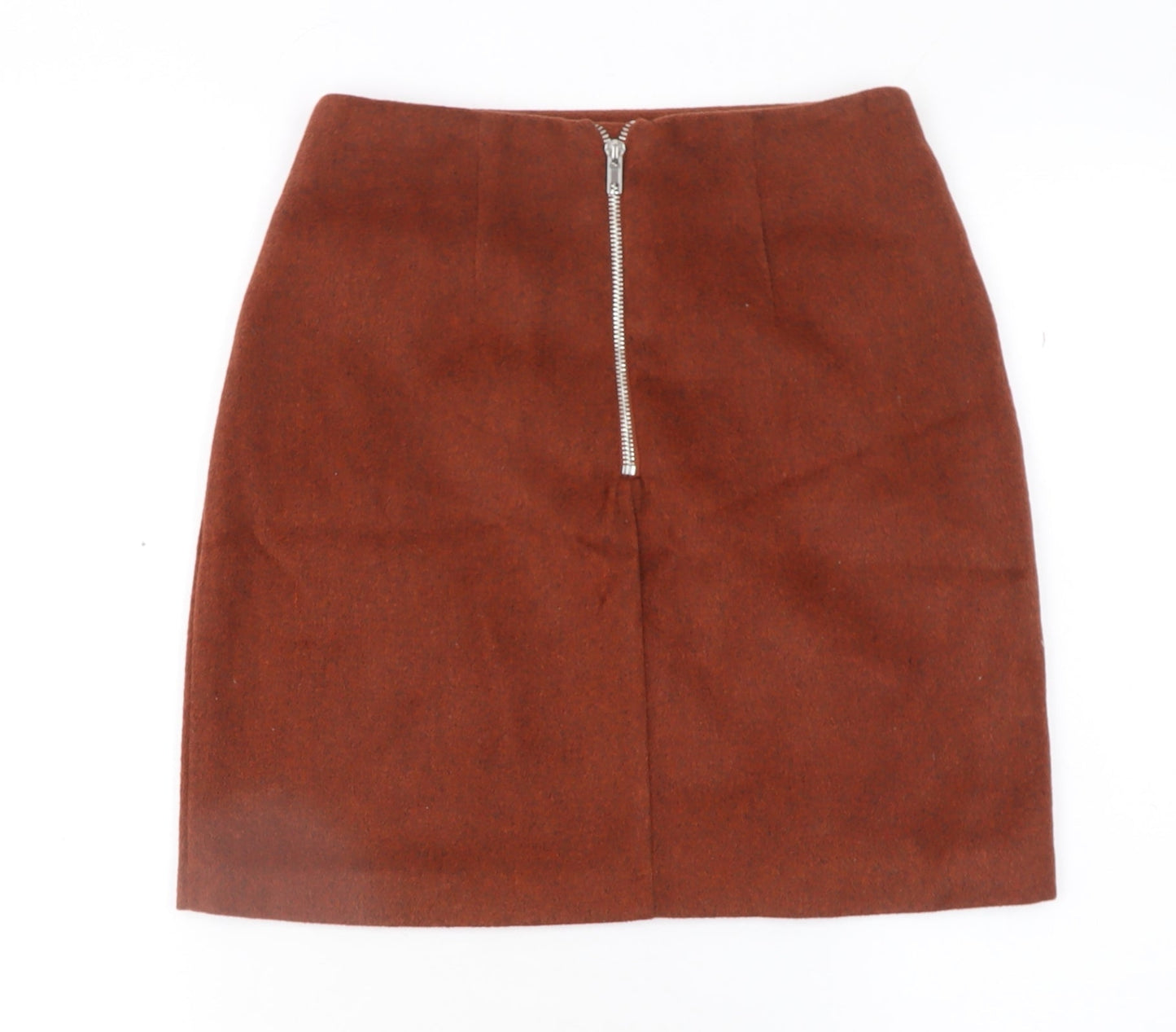 New Look Women Brown Wool Blend Short Pencil Skirt Size 6