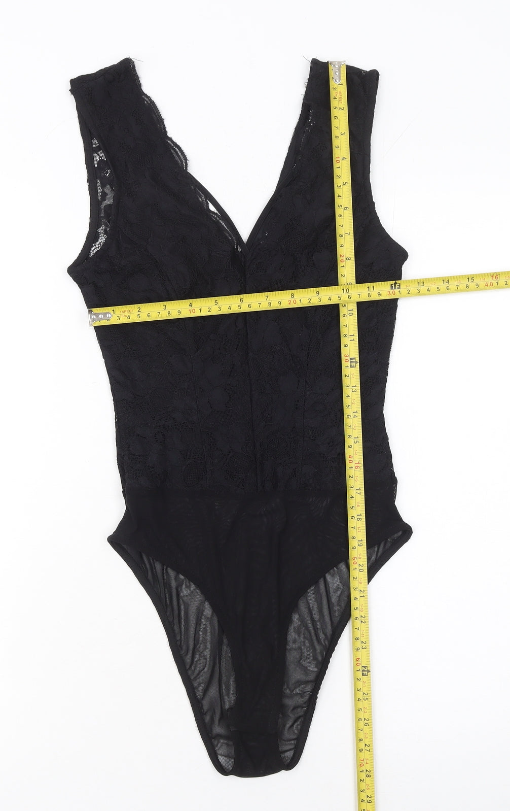 New Look Women Black Lace Sleeveless Bodysuit UK 6 Petite Fit