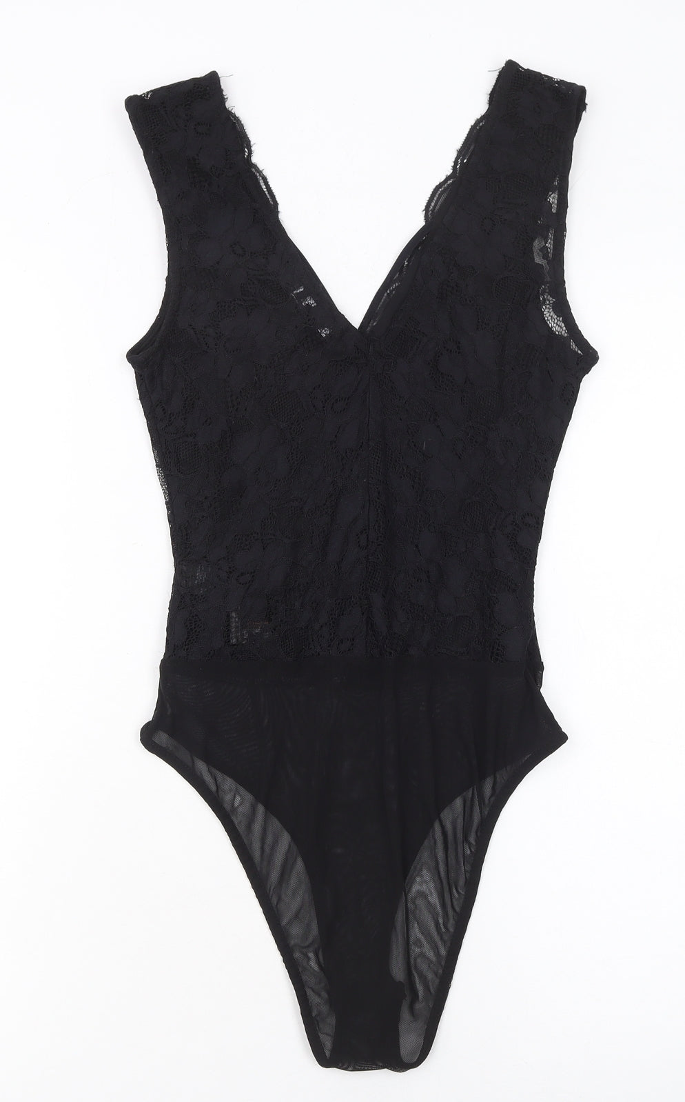 New Look Women Black Lace Sleeveless Bodysuit UK 6 Petite Fit