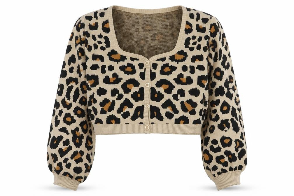 Daisy Street Women Beige Leopard Print Cardigan Size 16