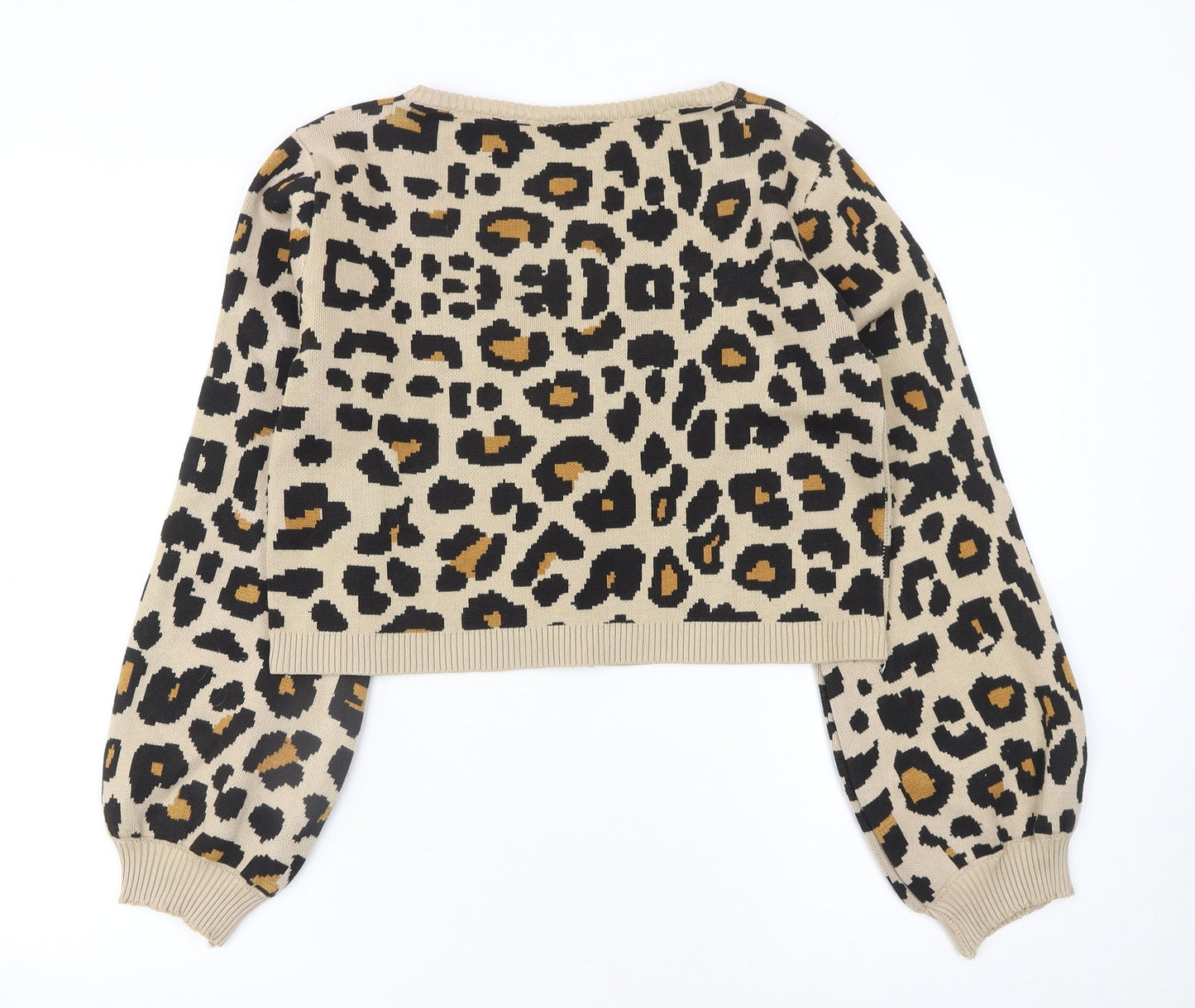 Daisy Street Women Beige Leopard Print Cardigan Size 16