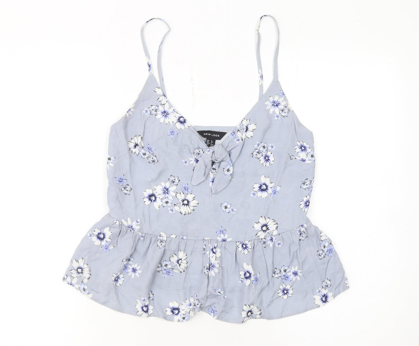 New Look Women's Blue Floral Camisole Top Size 6 Viscose Tank