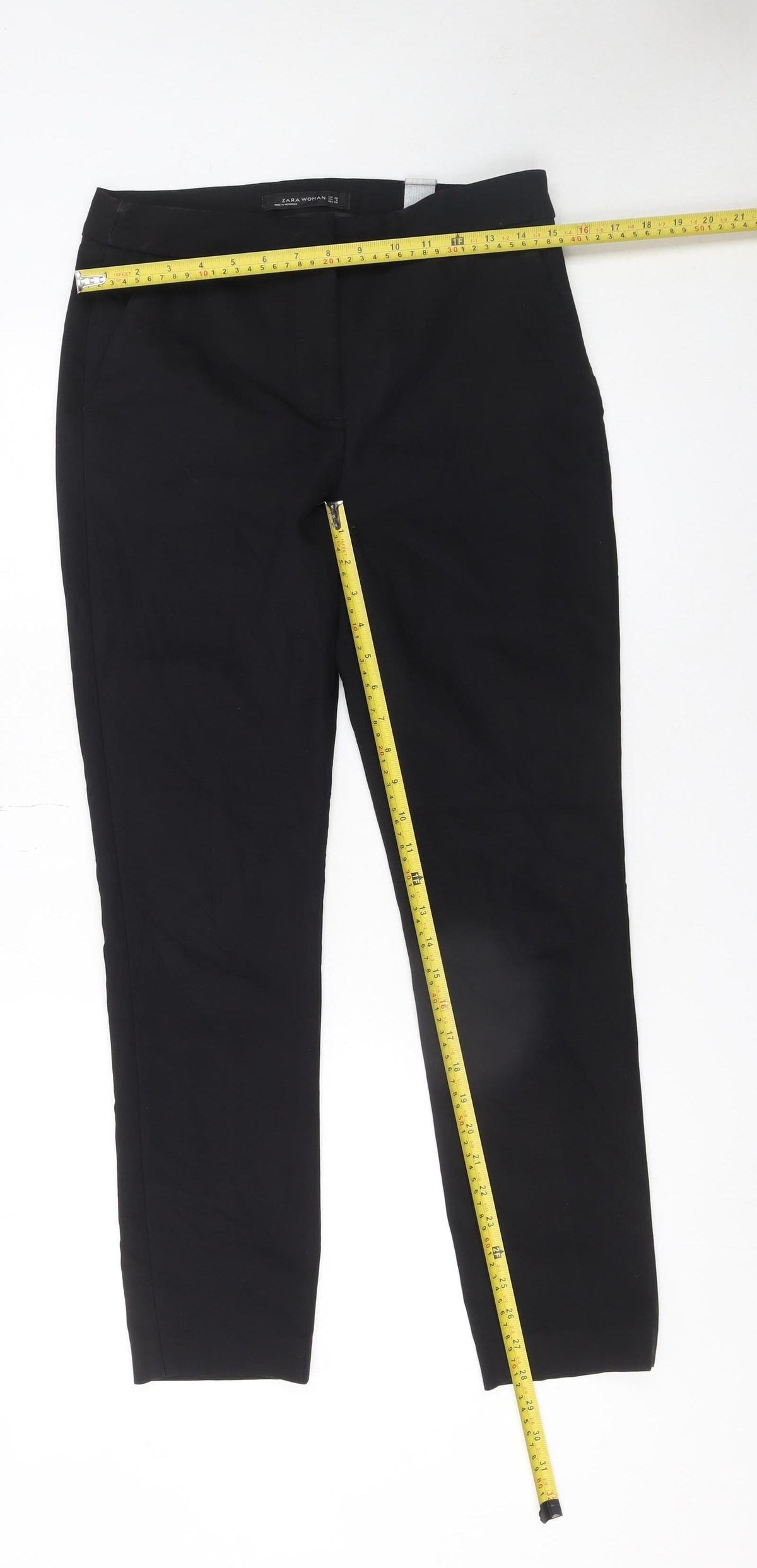 Zara Woman Black Slim Fit Tapered Trousers Size 10