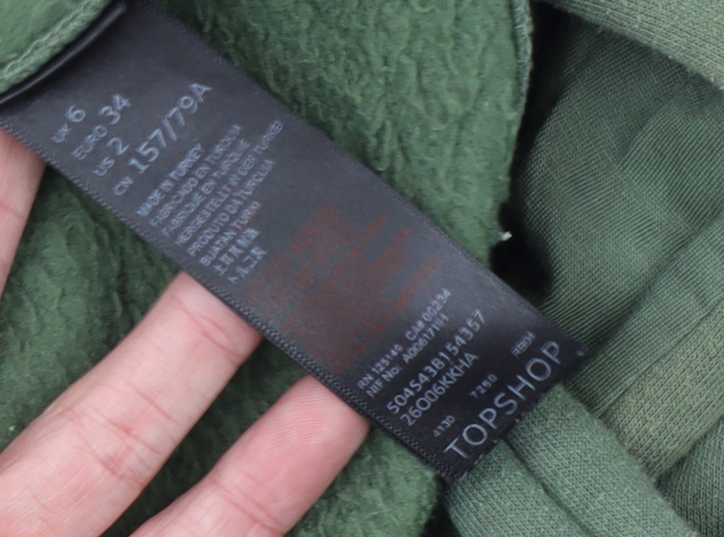 Topshop Women’s Green US Air Force Pullover Hoodie Size 6 Cotton Blend