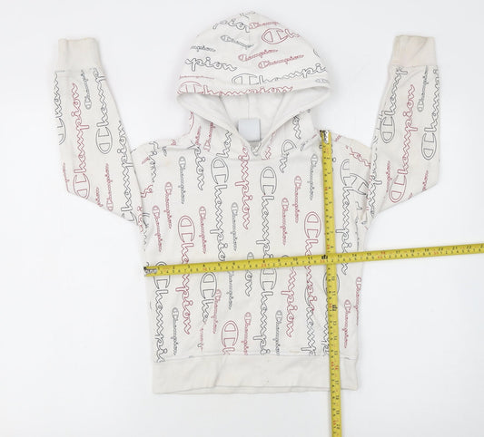 Champion Boys White Logo Pullover Hoodie 7-8 Years