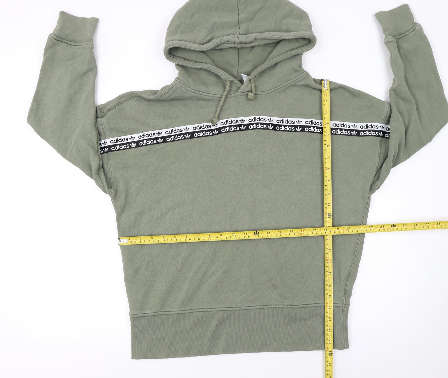 Adidas Women’s Green Hoodie Size 10 Cotton Blend Logo Trim