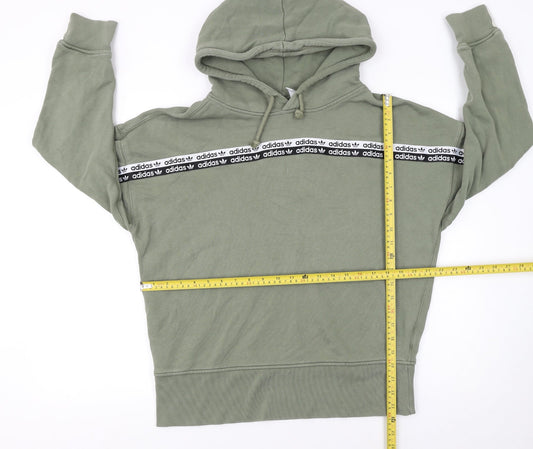 Adidas Women’s Green Hoodie Size 10 Cotton Blend Logo Trim