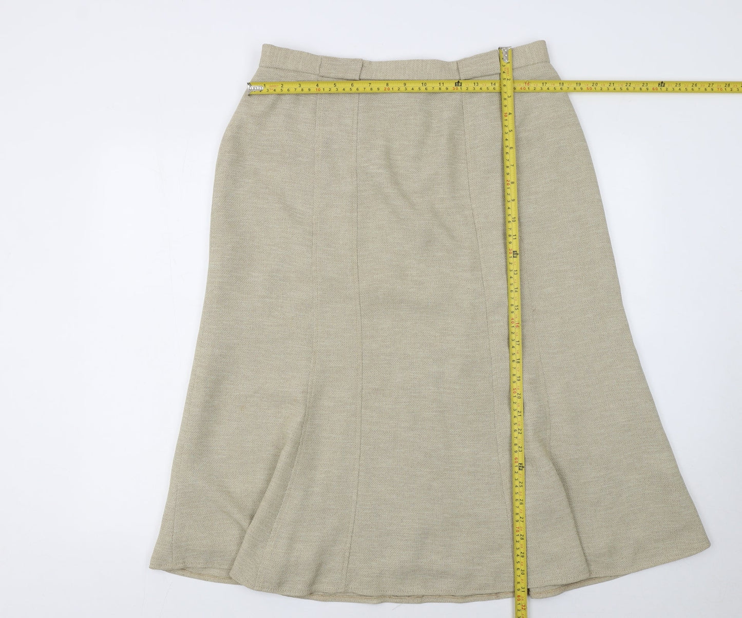 Eastex Women Beige A-Line Knee Length Lined Skirt Size 16