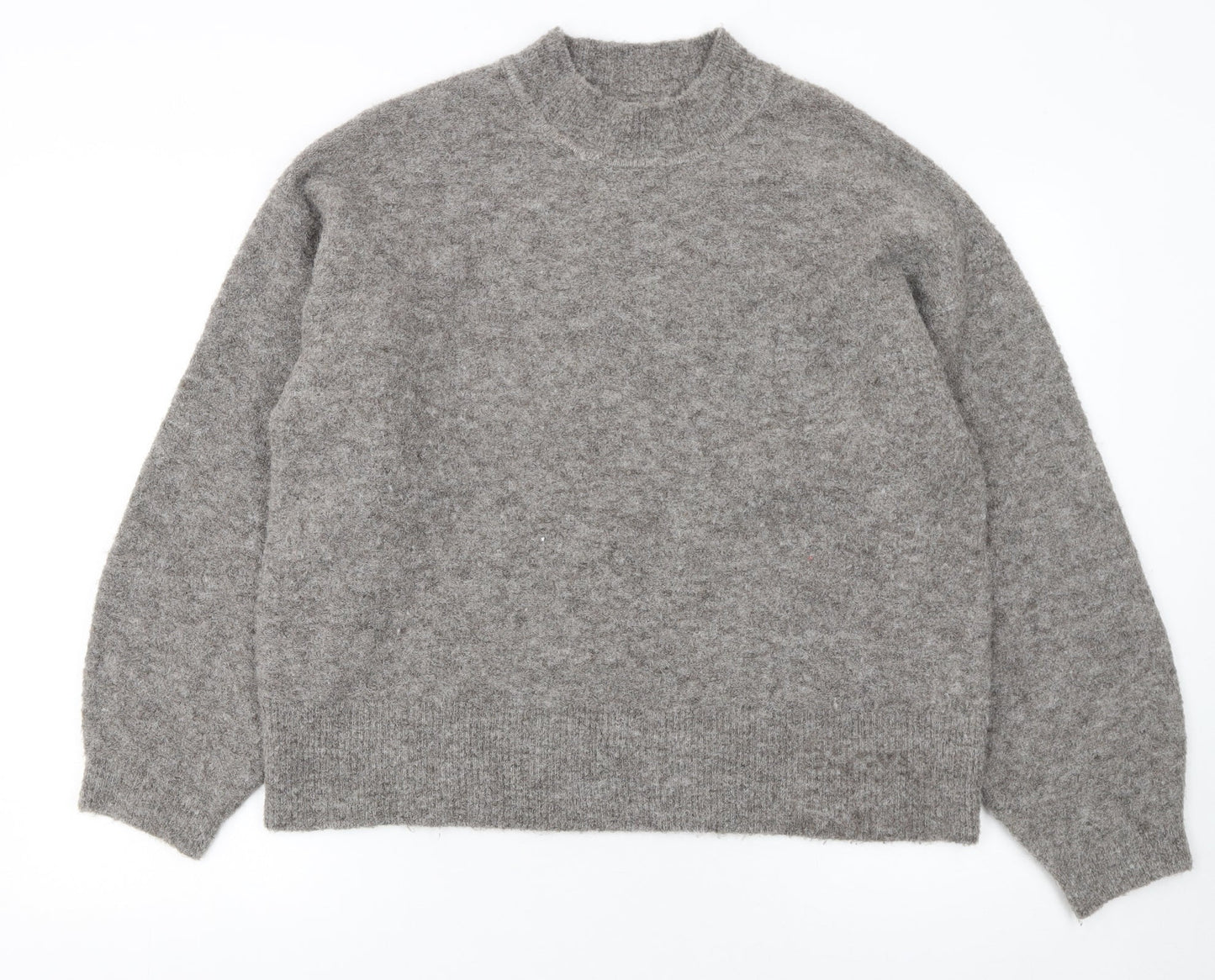 Marks and Spencer Women's Grey Wool Mock Neck Pullover Jumper M