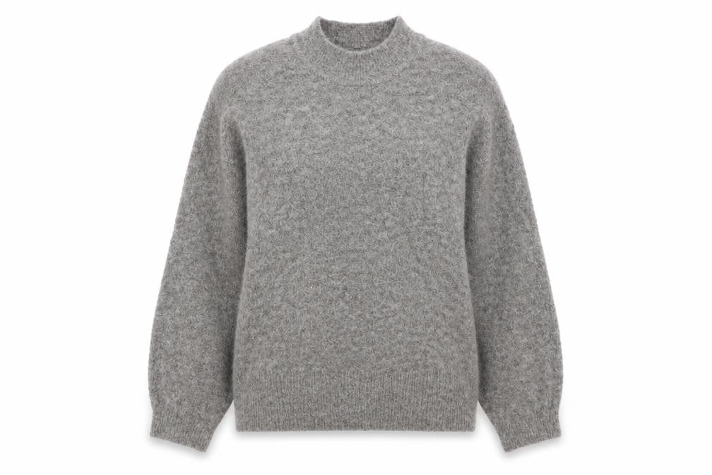 Marks and Spencer Women's Grey Wool Mock Neck Pullover Jumper M