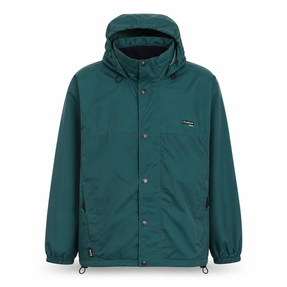 Outdoor Scene Men's Green Waterproof Hooded Jacket Size S